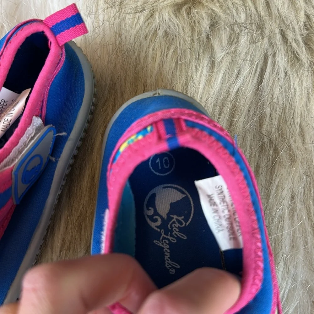 Size 10 Reef Legends Kids Blue and Pink Floral Water Shoes